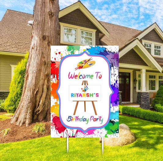 Art and Paint Theme Birthday Party Welcome Board