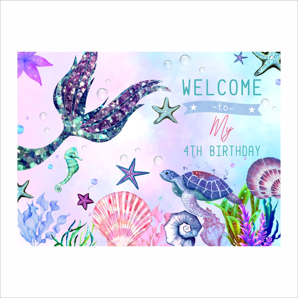 Mermaid Theme Birthday Party Welcome Board