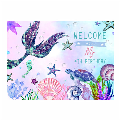 Mermaid Theme Birthday Party Welcome Board