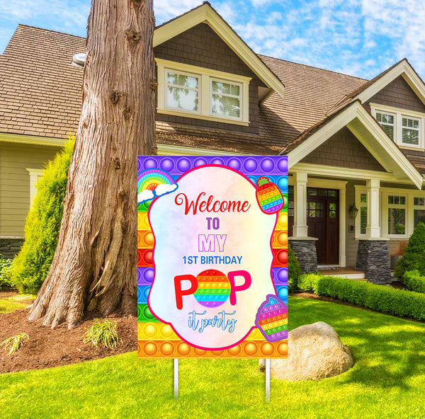 Pop It Theme Birthday Party Welcome Board