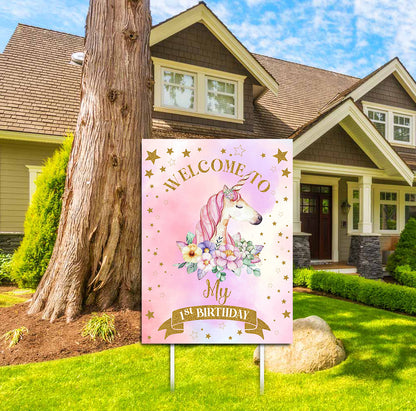 Unicorn Theme Birthday Party Welcome Board