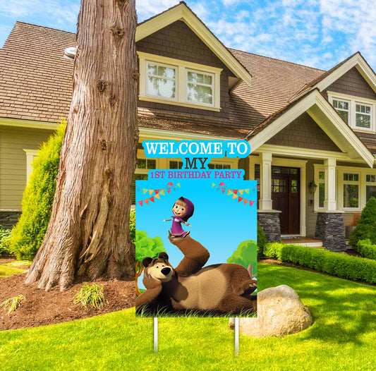 Masha and the Bear Birthday Party Welcome Board