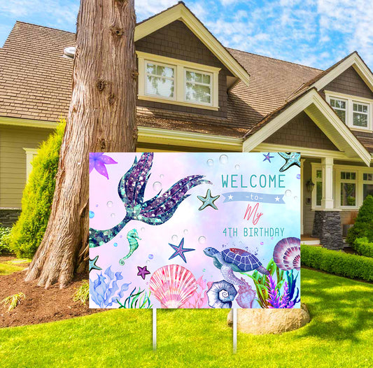 Mermaid Theme Birthday Party Welcome Board