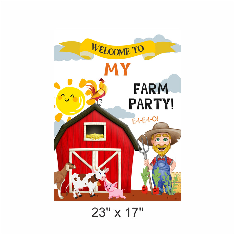 Farm Animal Theme Birthday Party Welcome Board