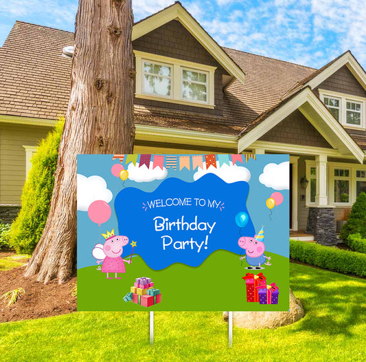 Peppa Pig Theme Birthday Party Welcome Board