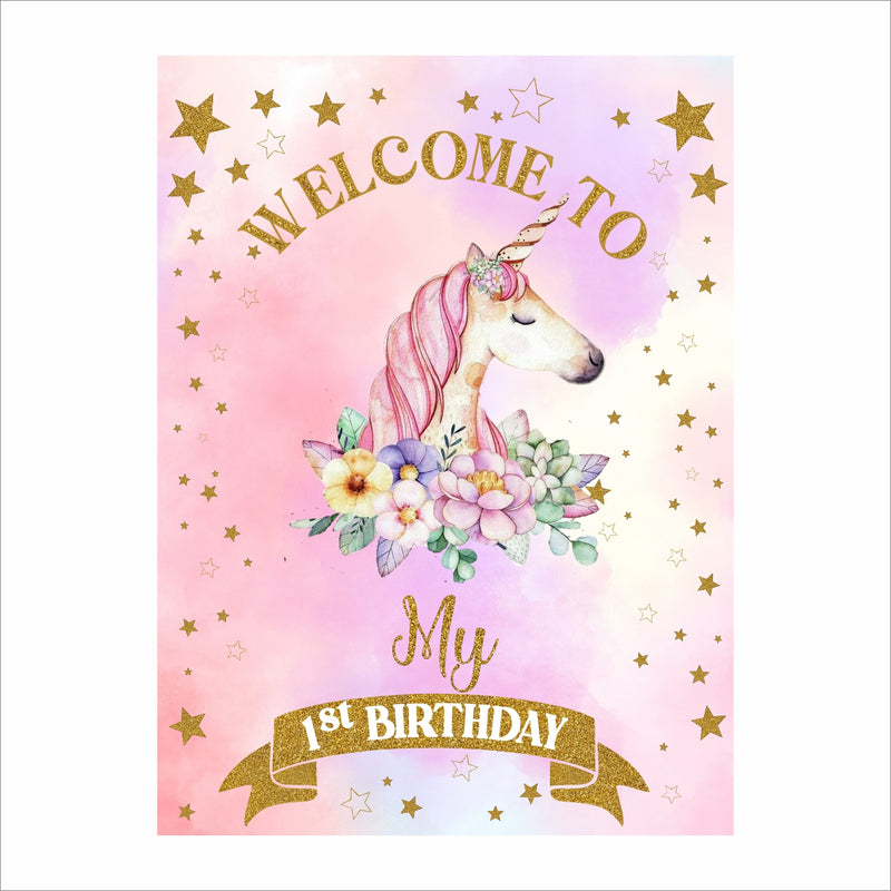 Unicorn Theme Birthday Party Welcome Board