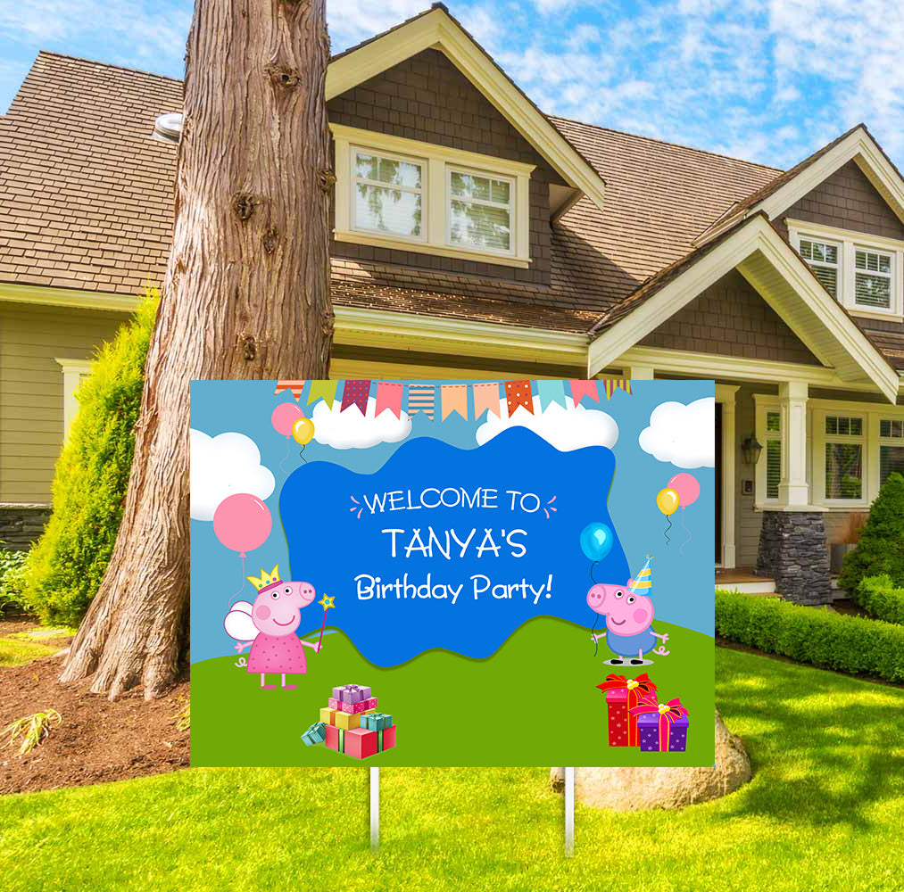Peppa Pig Theme Birthday Party Welcome Board