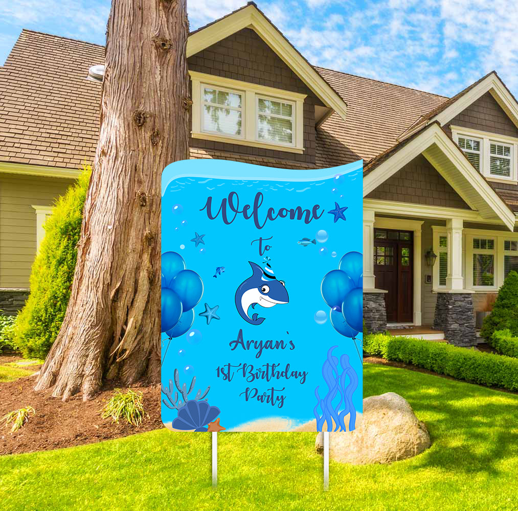 Baby Shark Theme Birthday Party Welcome Board