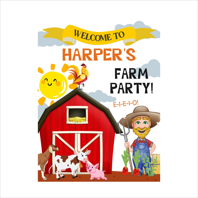 Farm Animal Theme Birthday Party Welcome Board