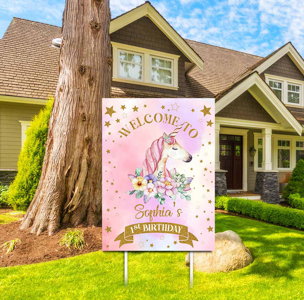 Unicorn Theme Birthday Party Welcome Board