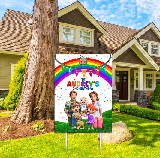 Cocomelon Theme Birthday Party Welcome Board