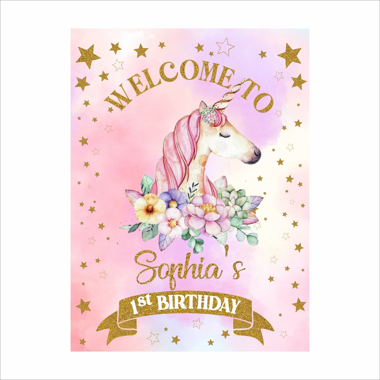 Unicorn Theme Birthday Party Welcome Board