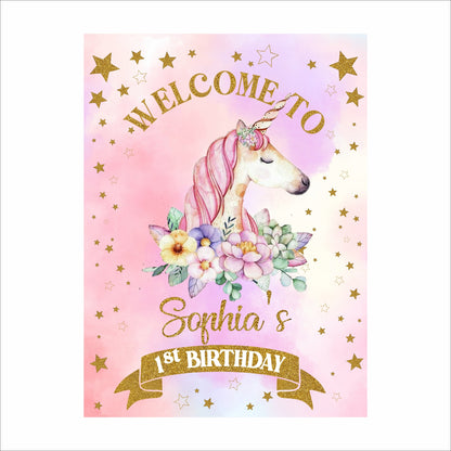 Unicorn Theme Birthday Party Welcome Board