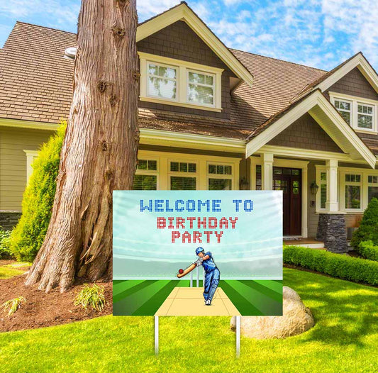 Cricket Theme Birthday Party Welcome Board