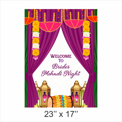 Mehndi Ceremony Theme Party Welcome Board