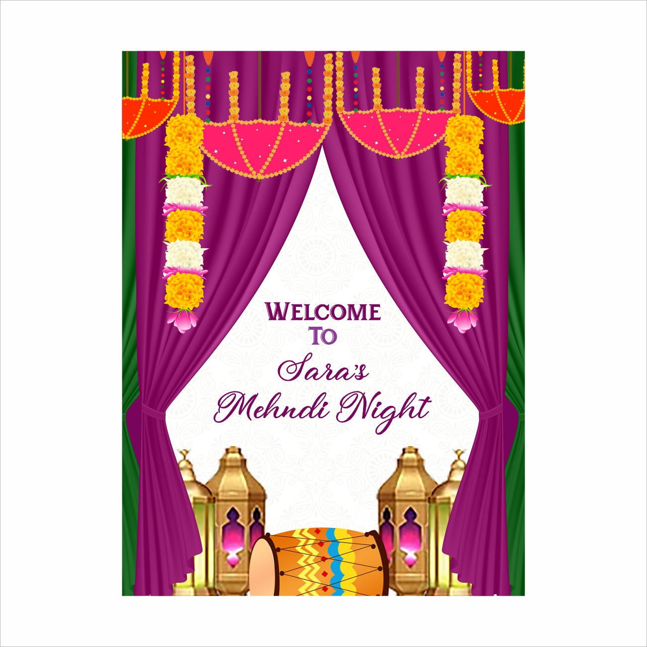 Mehndi Ceremony Theme Party Welcome Board