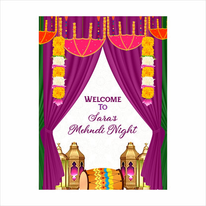 Mehndi Ceremony Theme Party Welcome Board