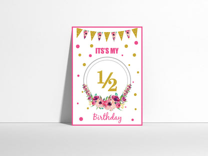 Half Birthday  Poster Decoration/Photo Prop Girls