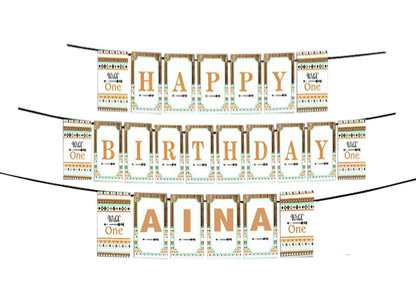 Personalized Wild One Boys Banner For Birthday Decoration I Happy Birthday Banner