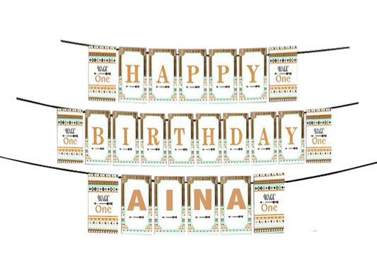 Personalized Wild One Boys Banner For Birthday Decoration I Happy Birthday Banner