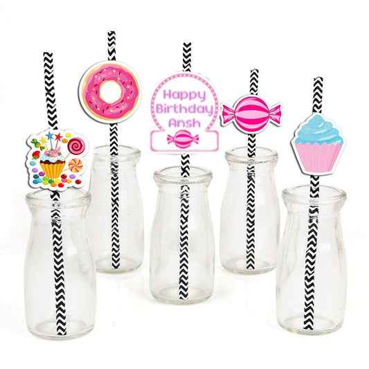Candy Land  Theme Birthday Party Paper Decorative Straws