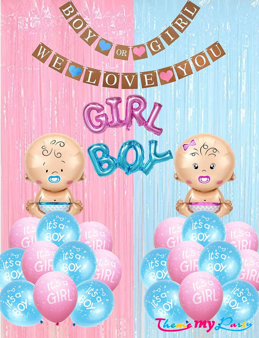 Boy Or Girl We Love You  Baby Shower Decoration kit Combo  Baby Shower Banner, Curtain and Balloons for Baby Shower Photo Backdrop
