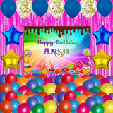 Candy Land Theme Birthday Party Decoration Kit with Backdrop & Balloons