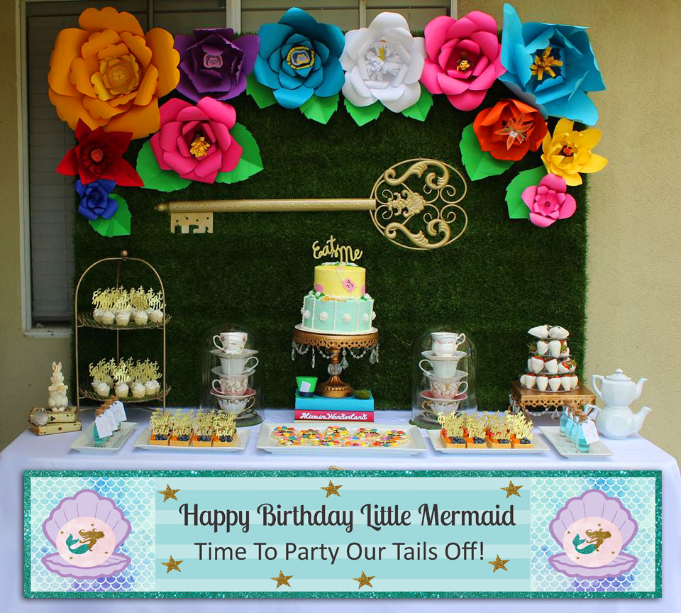Mermaid Theme Birthday Long Banner for Decoration