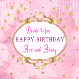 Personalize Twins Birthday Backdrop Banner