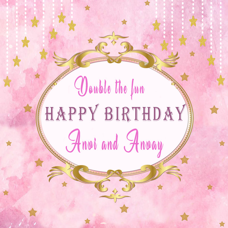 Personalize Twins Birthday Backdrop Banner