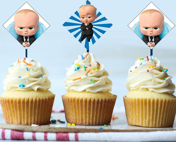 Boss Baby Birthday Party Cupcake Toppers for Decoration