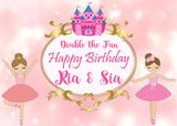 Personalize Twins Birthday Backdrop Banner