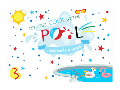 Pool Party Birthday Backdrop for Decorations