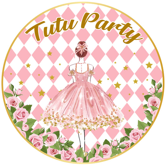 Ballerina Theme Round Birthday Party Backdrop