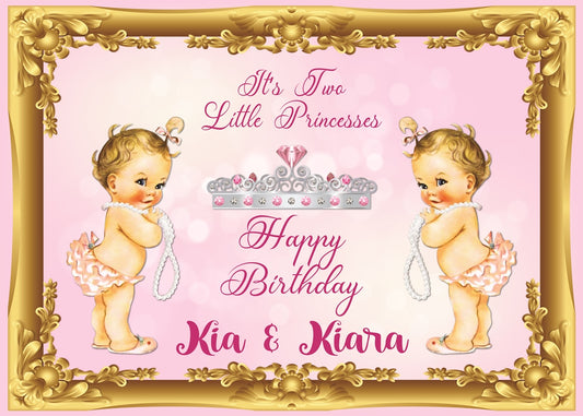 Personalize Twins Birthday Backdrop Banner