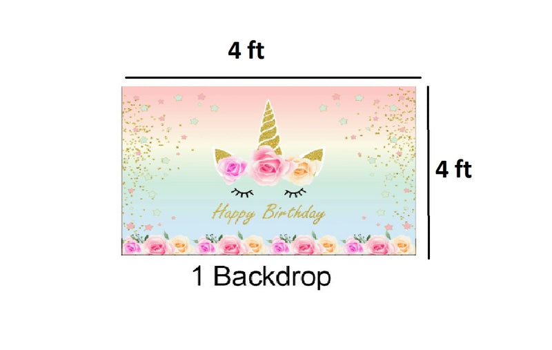 Unicorn Theme Birthday Party Decoration Kit with Backdrop & Balloons