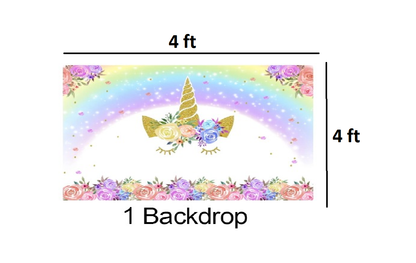 Unicorn Theme Birthday Party Decoration Kit with Backdrop & Balloons