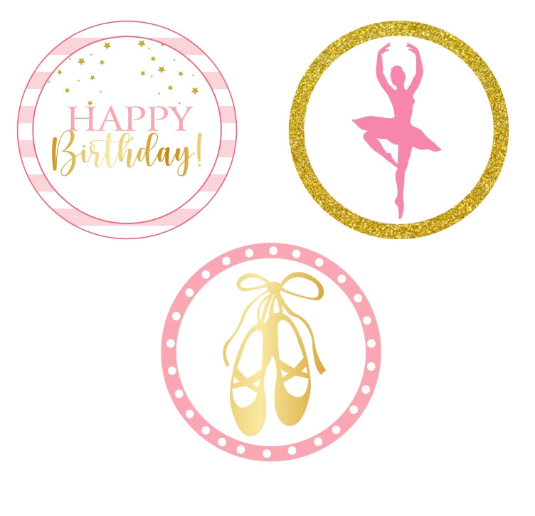 Ballerina Theme Birthday Party Cupcake Toppers for Decoration