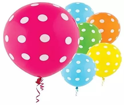Assorted Color Polka Dot Party Balloons- Perfect For Birthday Parties, Anniversary Parties Etc.