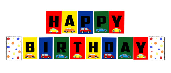 Transport Theme Happy Birthday Banner For Decoration