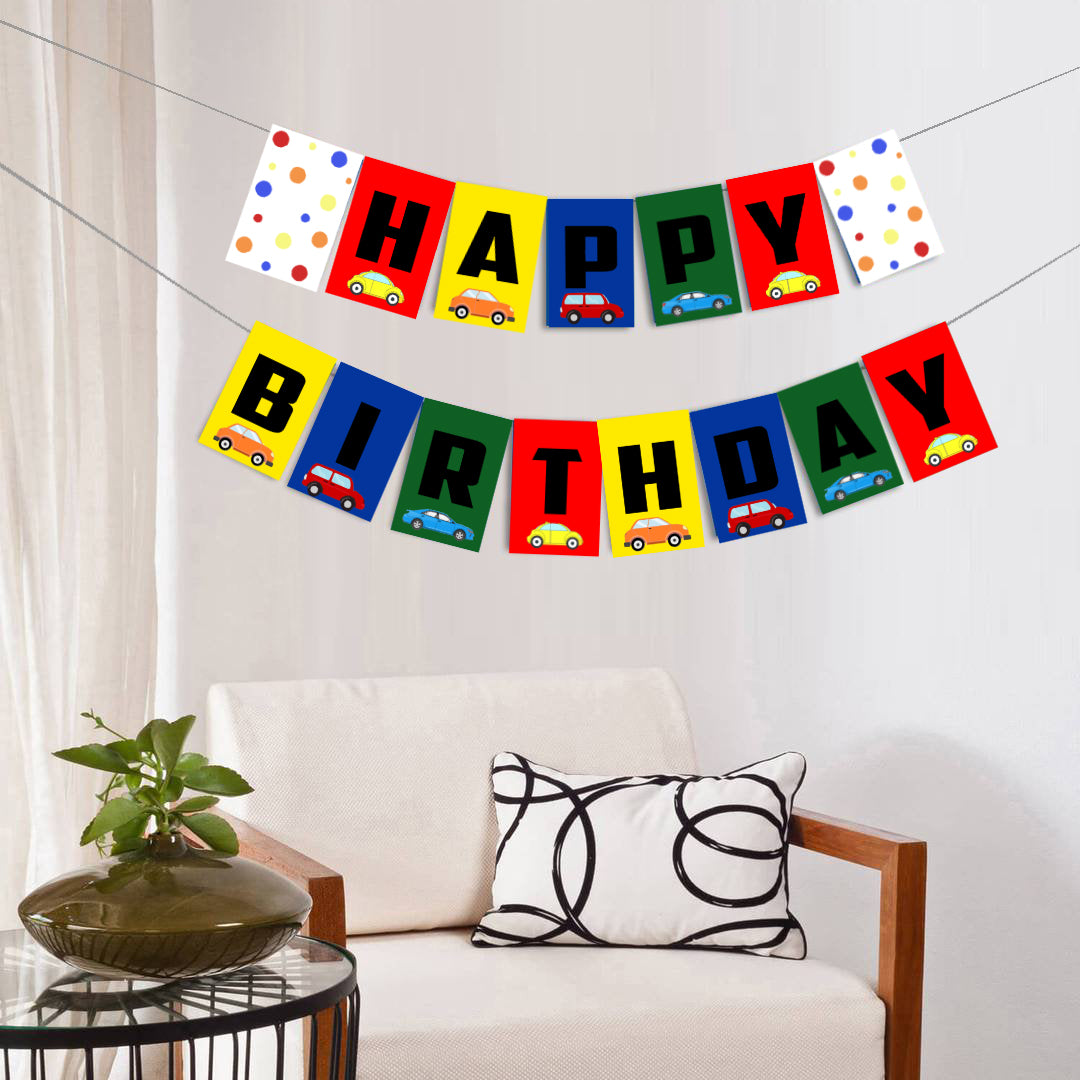 Transport Theme Happy Birthday Banner For Decoration