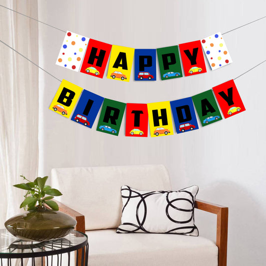 Transport Theme Happy Birthday Banner For Decoration