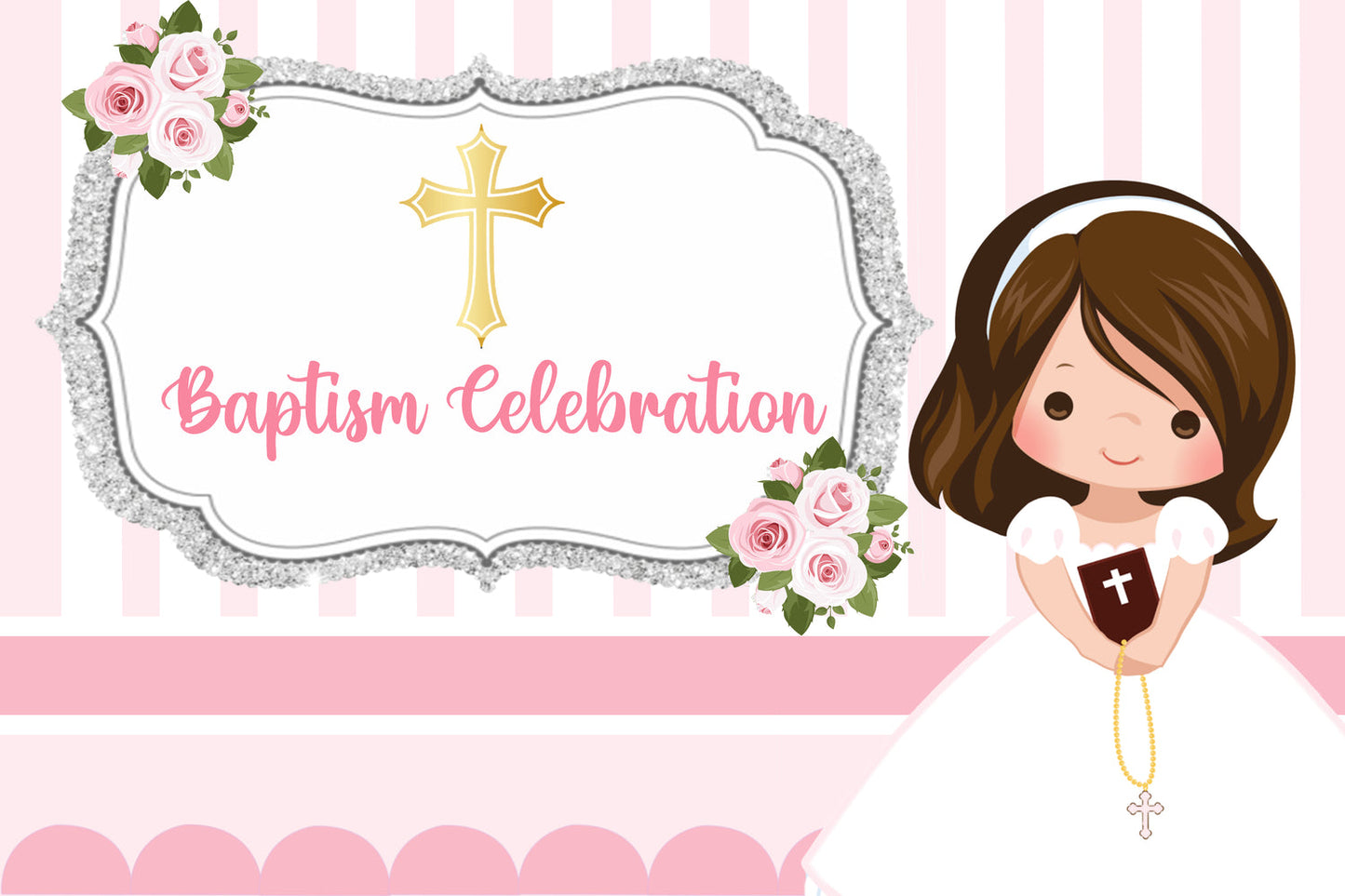 Baptism Ceremony Girl Backdrop Banner Decoration