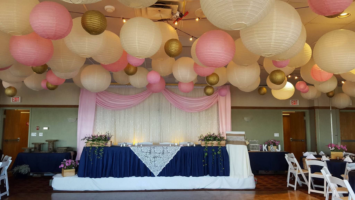 Pink Gold And White Paper Lanterns -12"Inch Great For Milestone Birthday Parties ,Girls Birthday Parties,Baby Welcome