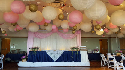 Pink Gold And White Paper Lanterns -12"Inch Great For Milestone Birthday Parties ,Girls Birthday Parties,Baby Welcome