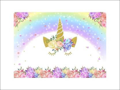 Personalize Unicorn Birthday Party Backdrop Banner