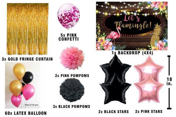 Flamingo Theme Birthday Party Complete Decoration Kit
