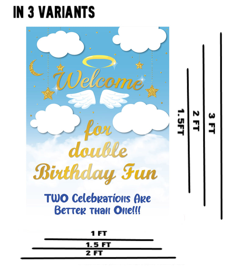 Twin Boys Theme Birthday Party Welcome Board