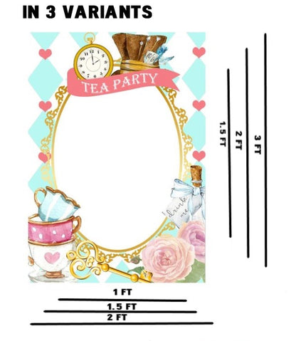 Alice Tea Party Theme Birthday Party Selfie Photo Booth Frame & Props