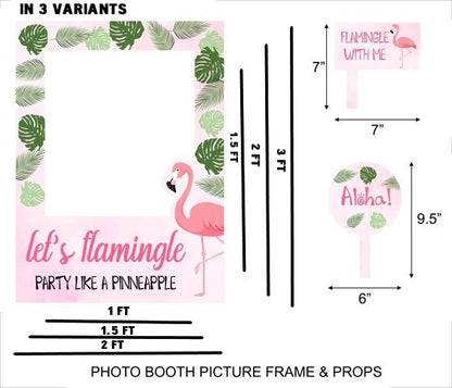 Flamingo Theme Birthday Party Selfie Photo Booth Frame & Props